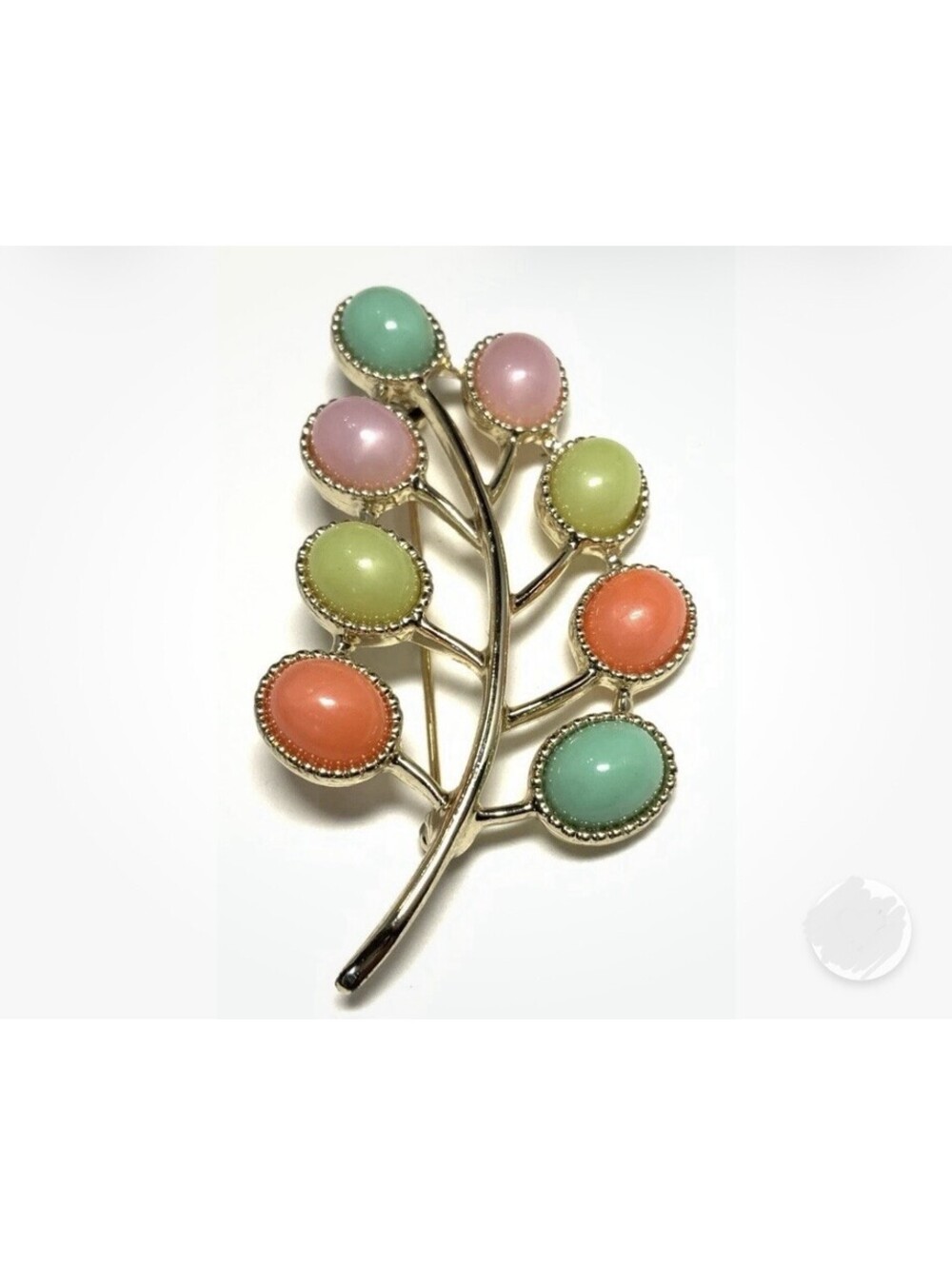 Sarah Coventry Bright Pastels Floral Leaf Brooch 1973 Candy Land Brooch Pin Vtg